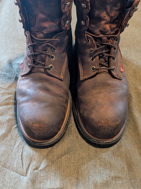 Red Wing Shoes Brown Leather Lace-Up Work Boots 11.5 H Width. main image 4